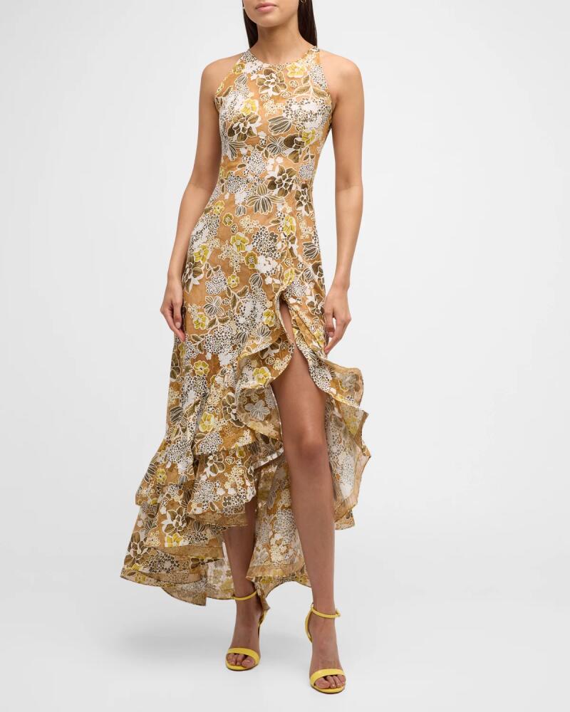 Bronx and Banco Sicilia High-Low Ruffle Floral Lace Gown Cover