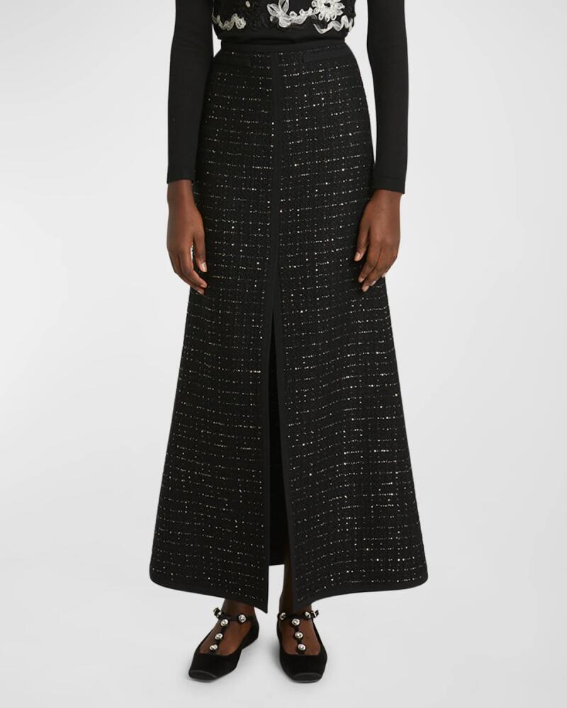 Giambattista Valli Paillette Tweed Slit Maxi Skirt Cover