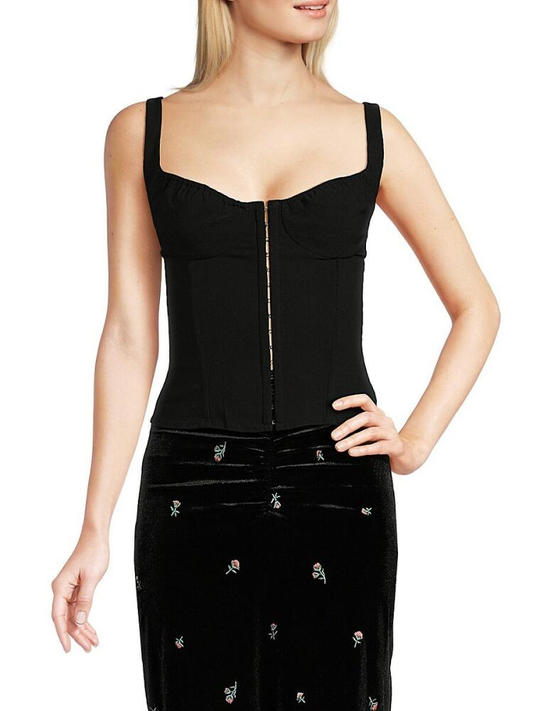 WeWoreWhat Women's V Neck Corset Top - Black Cover