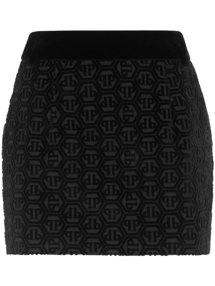 Philipp Plein monogram velvet mini skirt - Black Cover