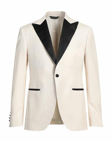 Paoloni Man Blazer Ivory Virgin Wool Cover