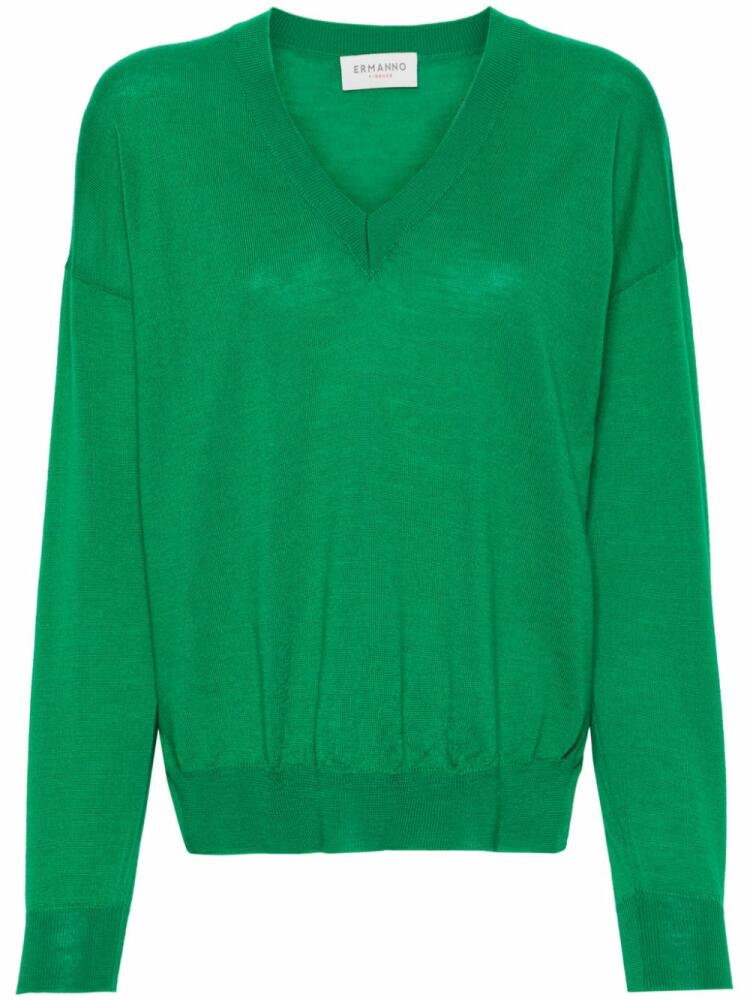 ERMANNO FIRENZE V-neck wool jumper - Green Cover