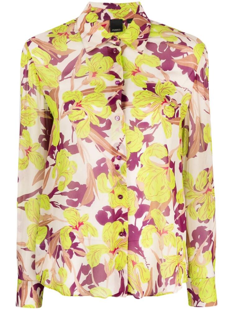 PINKO floral-print button-up shirt - Purple Cover