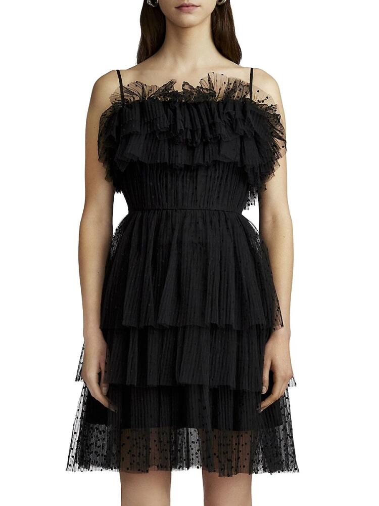 Zac Posen Women's Ruffle Layered Mini A-Line Dress - Black Cover