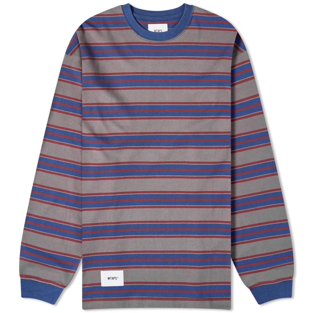 WTAPS Men's Long Sleeve 16 Stripe T-Shirt in Grey Cover