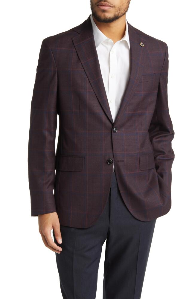 Ted Baker London Karl Slim Fit Soft Construction Plaid Wool Sport Coat in Rust/Purple Cover