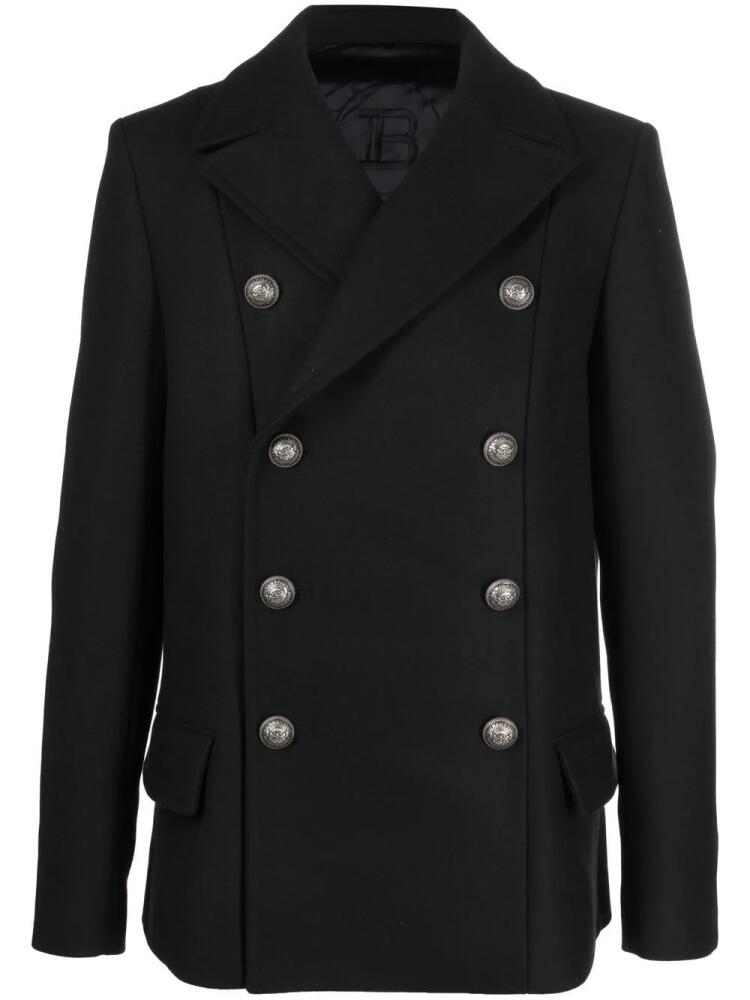 Balmain double-breasted virgin-wool coat - Black Cover