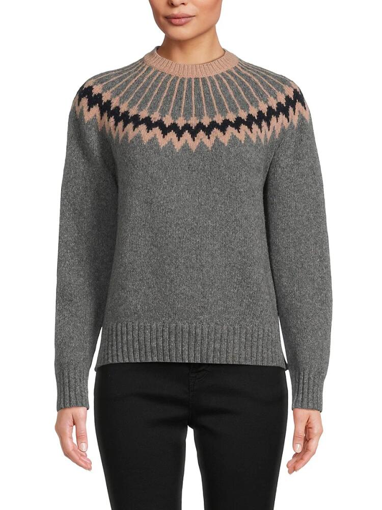 Jason Wu Women's Fair Isle Wool Blend Crewneck Sweater - Grey Cover