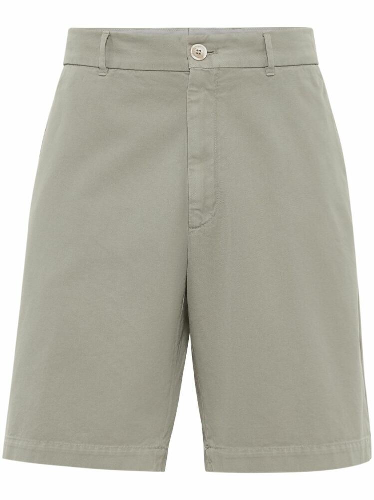 Brunello Cucinelli straight-leg cotton bermuda shorts - Green Cover