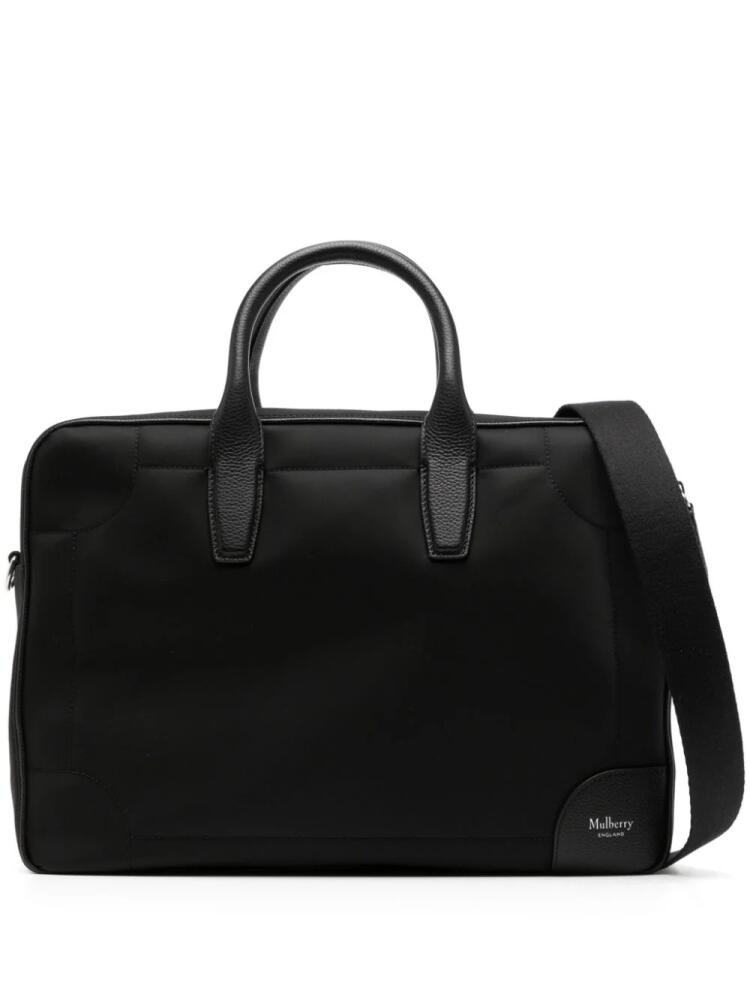 Mulberry logo-stamp nylon briefcase - Black Cover