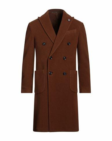 Lardini Man Coat Brown Wool, Polyamide Cover