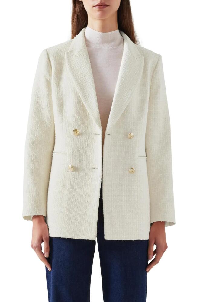 LK Bennett Mariner Double Breasted Tweed Blazer in Birch Cover