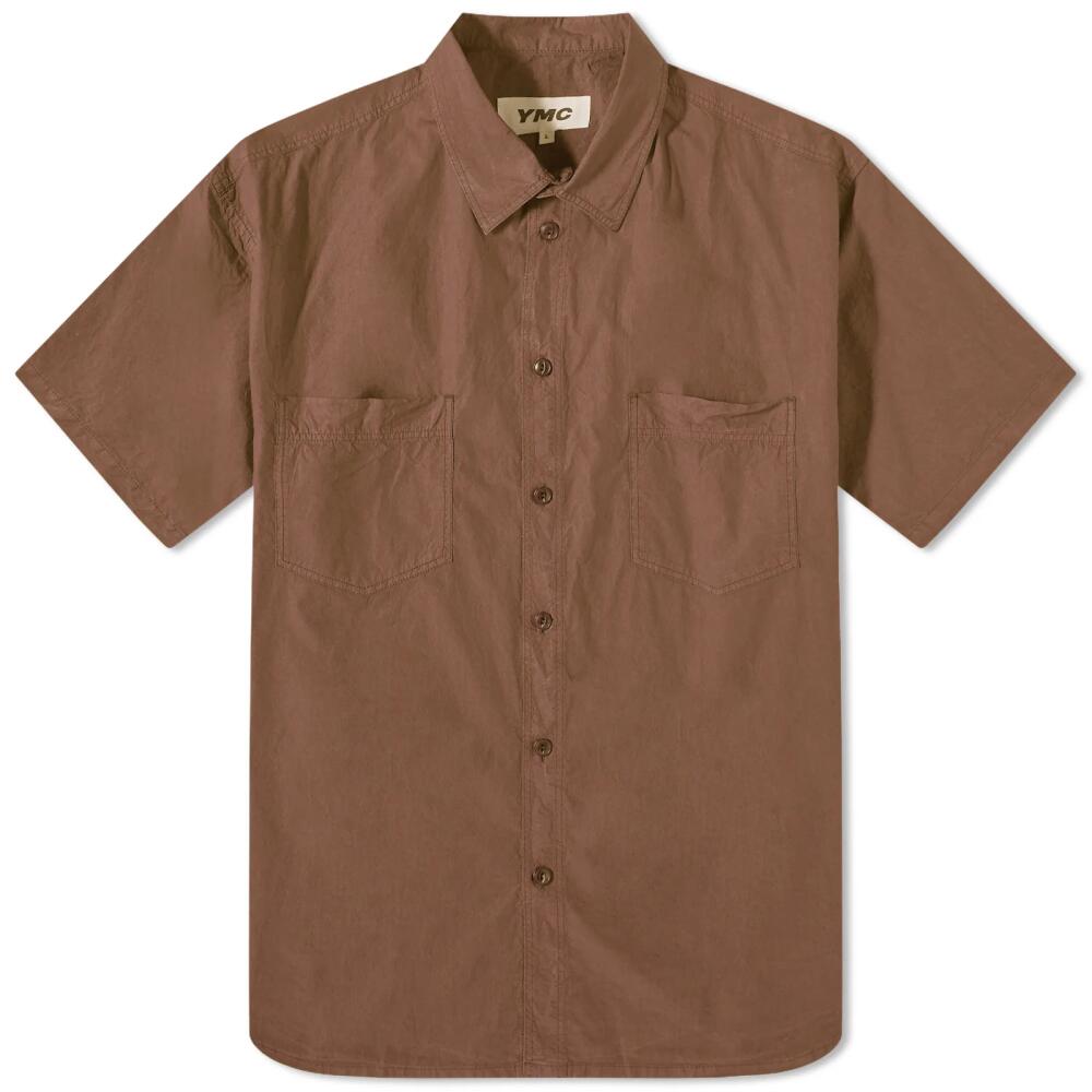 YMC Men's Mitchum Short Sleeve Shirt in Brown Cover