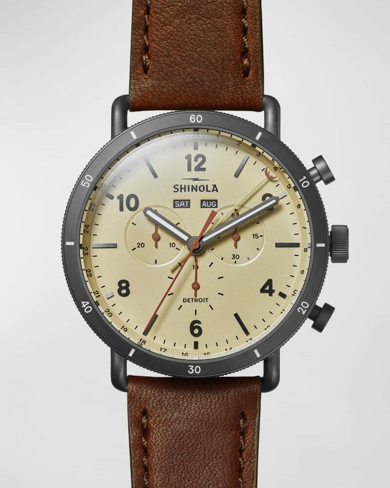 Shinola Men's Canfield Sport Leather Strap Watch, 45mm Cover