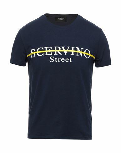 Ermanno Scervino Man T-shirt Midnight blue Cotton, Elastane Cover