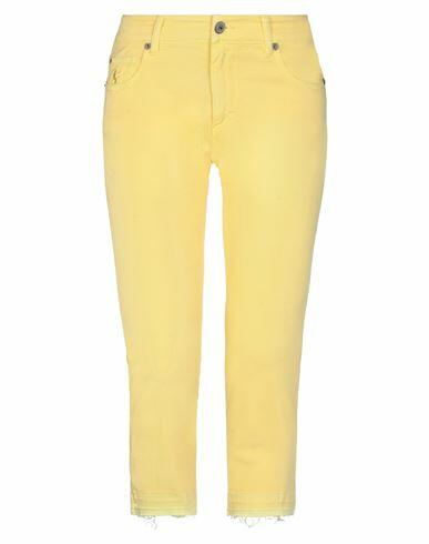 Avantgar Denim By European Culture Woman Pants Light yellow Cotton, Polyester, Elastane Cover