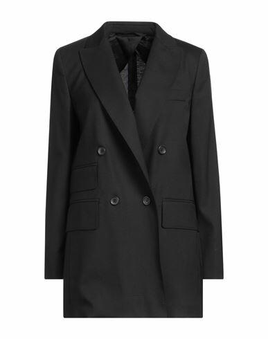 Max Mara Woman Blazer Black Virgin Wool, Mohair wool, Silk Cover