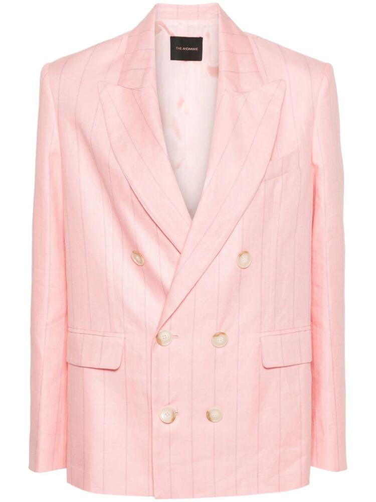 THE ANDAMANE Pixie linen double-breasted blazer - Pink Cover