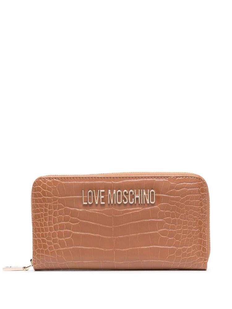 Love Moschino logo-plaque crocodile-effect wallet - Brown Cover