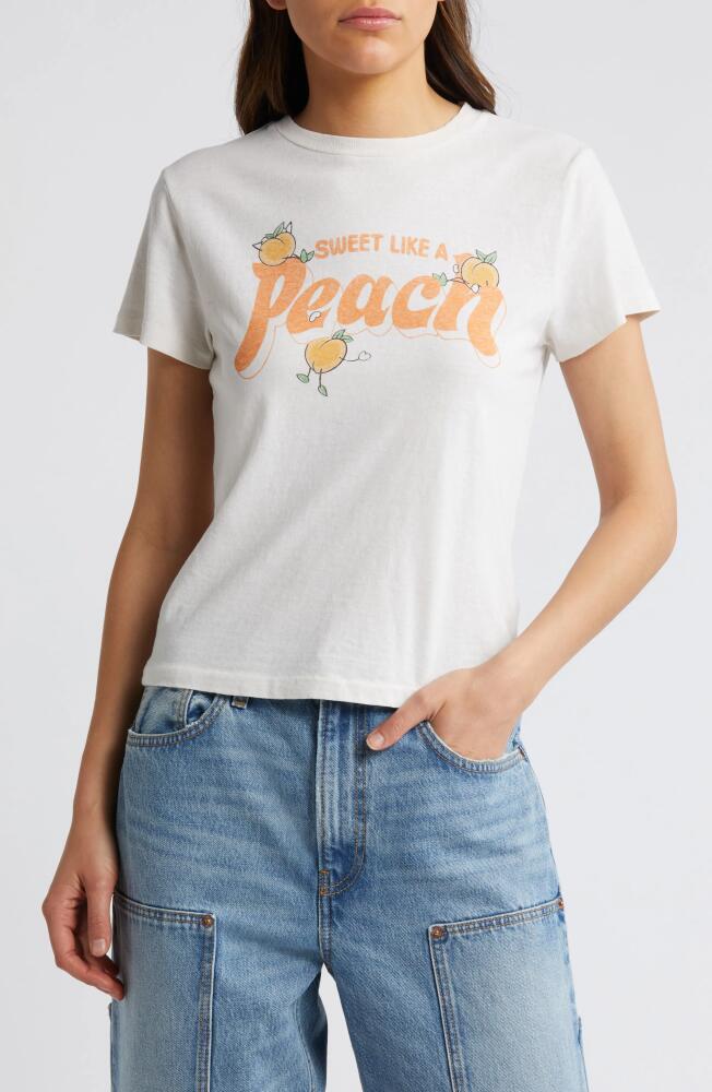 Re/Done Peach Cotton Graphic T-Shirt in Vintage White Cover