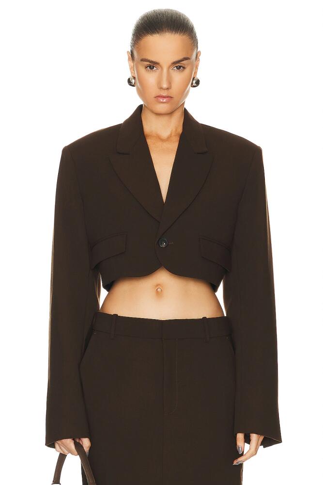 GRLFRND The Cropped Blazer in Brown Cover