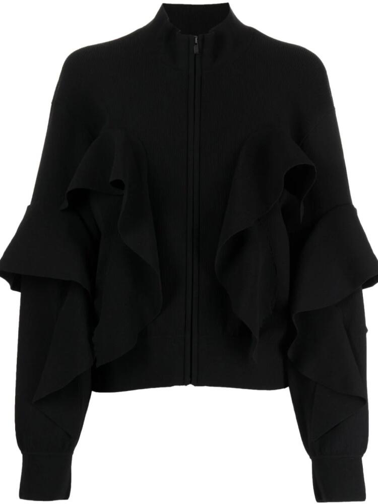 JNBY ruffle zip-front cardigan - Black Cover