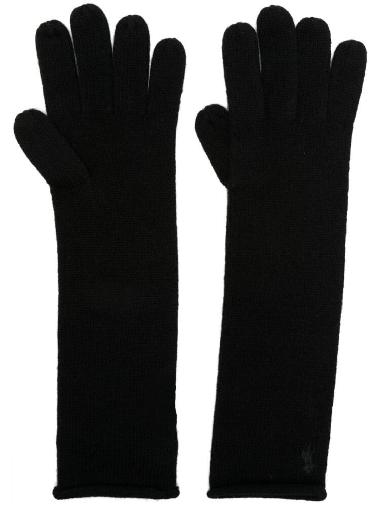 Polo Ralph Lauren logo-embroidered knitted elbow gloves - Black Cover