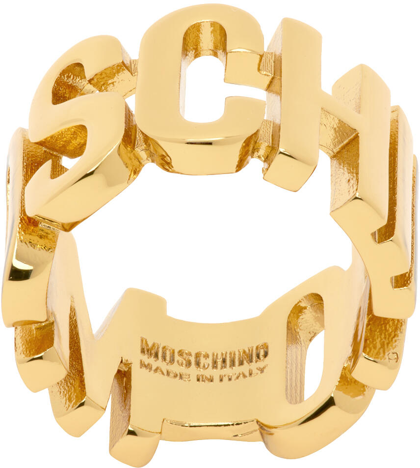 Moschino Gold Lettering Logo Ring Cover