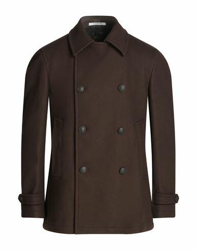 Tagliatore Man Coat Dark brown Virgin Wool, Polyamide, Cashmere Cover