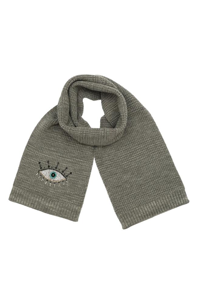 Kurt Geiger London Evil Eye Crystal Embellished Scarf in Dark Grey Marl Cover