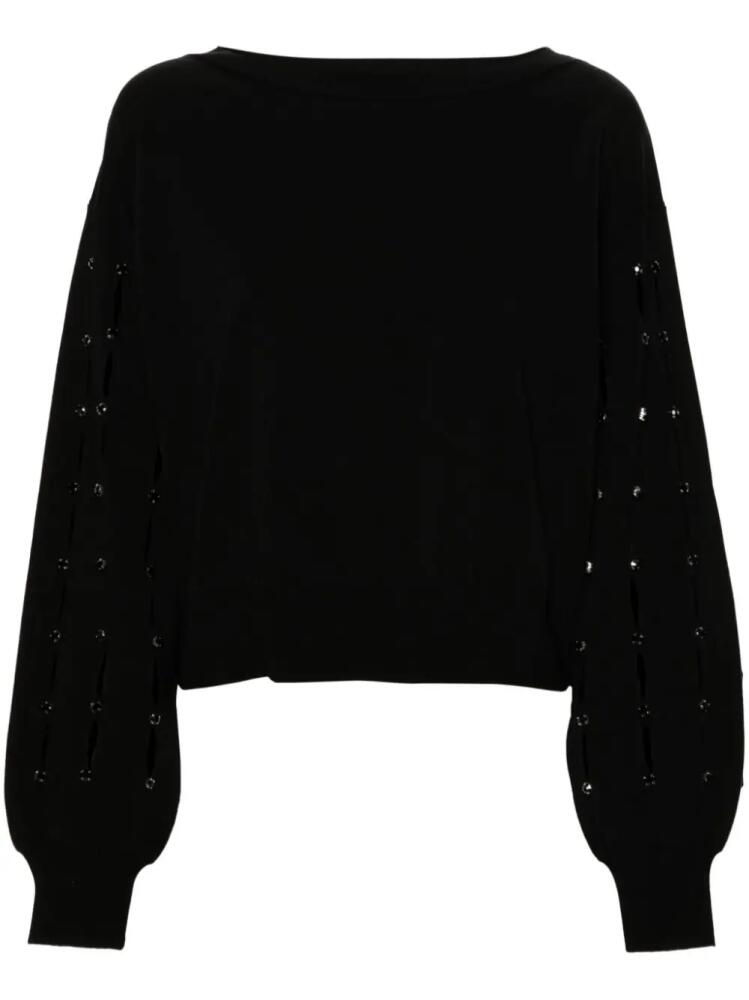 LIU JO rhinestone-embellished cut-out sweater - Black Cover