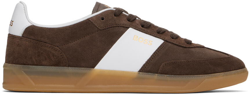 BOSS Brown & White Suede Sneakers Cover