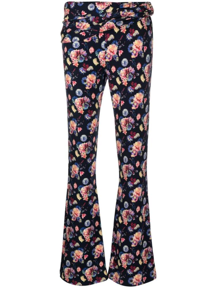 Rabanne floral-print flared trousers - Blue Cover