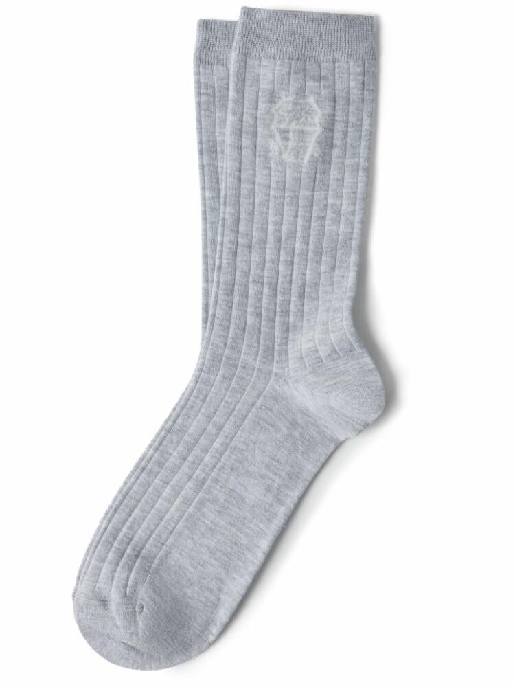 Brunello Cucinelli intarsia-logo knitted socks - Grey Cover