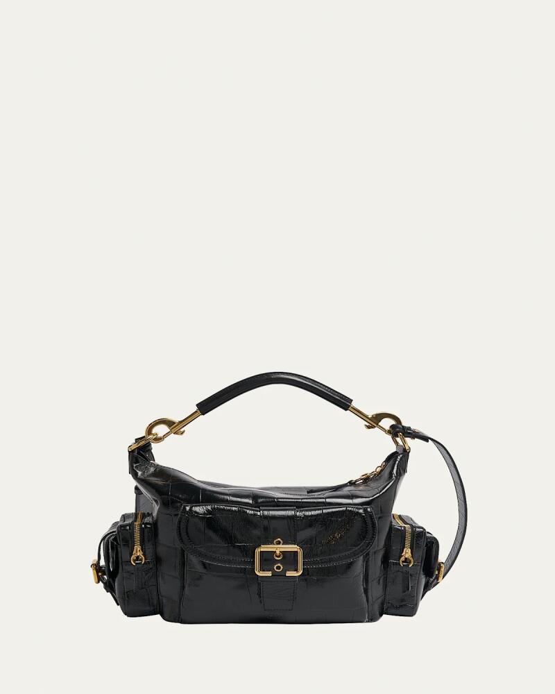 Chloe Camera Medium Shoulder Bag in Croc-Embossed Calfskin Cover