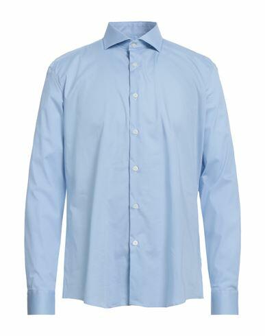 Grey Daniele Alessandrini Man Shirt Light blue Cotton, Elastane Cover