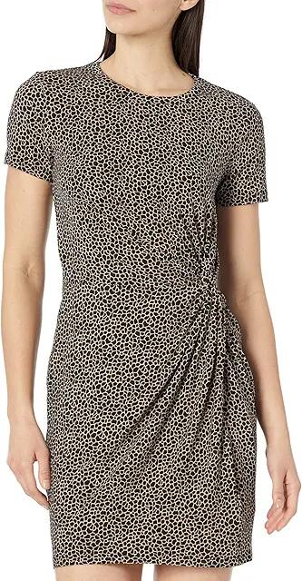 MICHAEL Michael Kors Giraffe Twist Short Sleeve Mini Dress (Khaki) Women's Clothing Cover