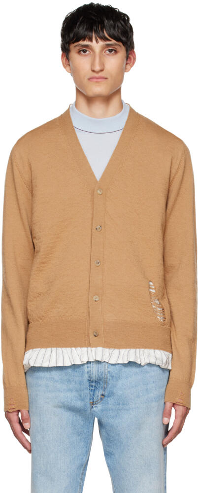 Maison Margiela Tan Distressed Cardigan Cover