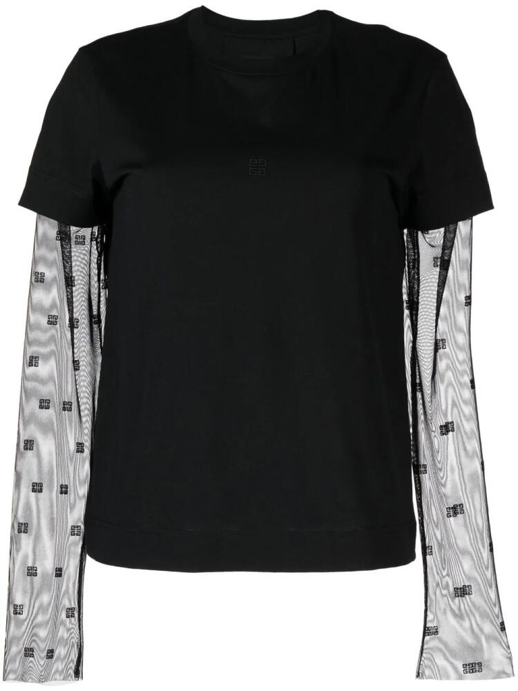 Givenchy 4G sheer-sleeve cotton T-shirt - Black Cover