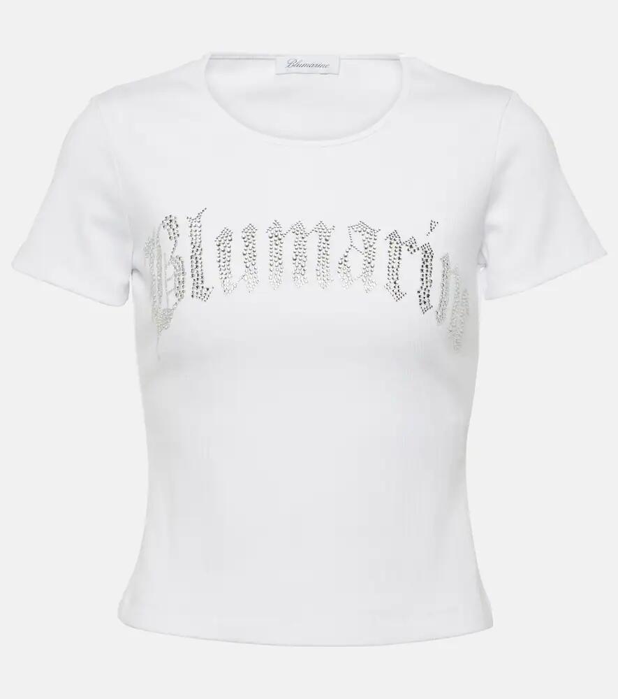 Blumarine Logo embellished cotton jersey T-shirt Cover