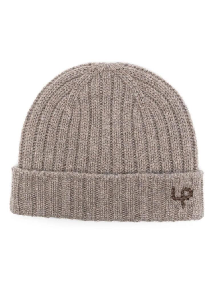 Loro Piana embroidered-logo beanie - Brown Cover