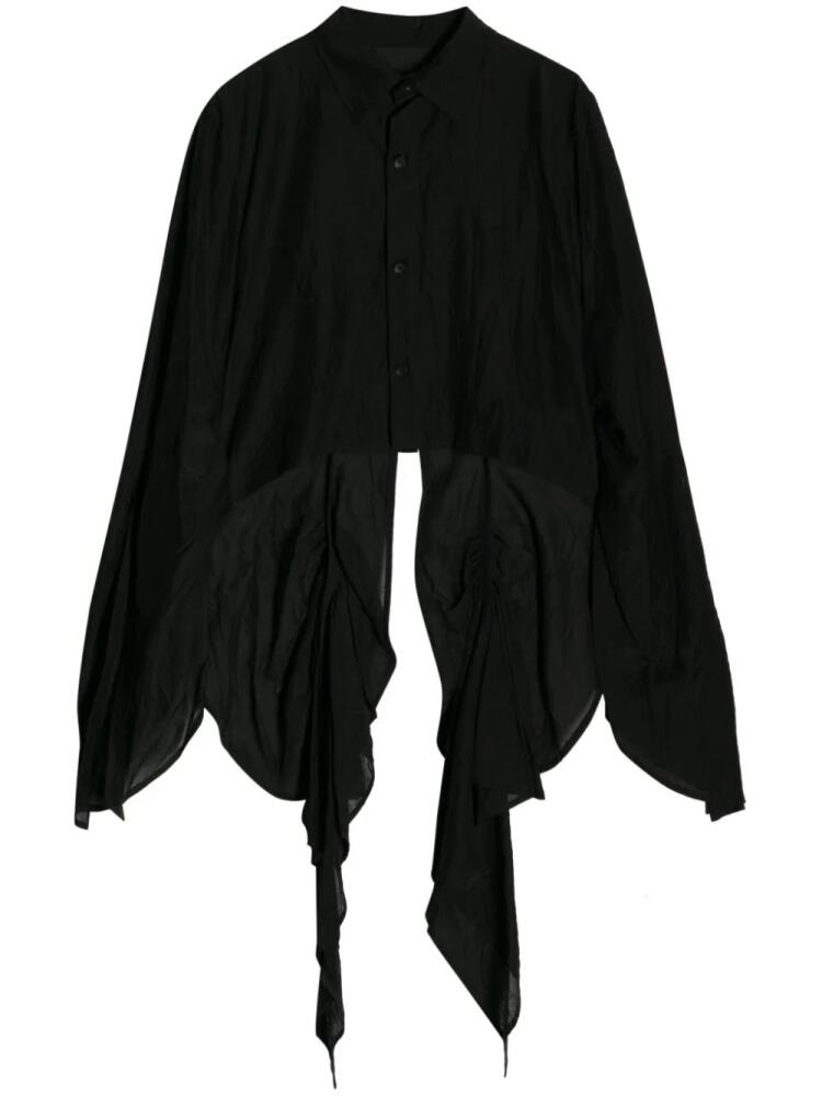 Yohji Yamamoto asymmetric cotton-silk shirt - Black Cover