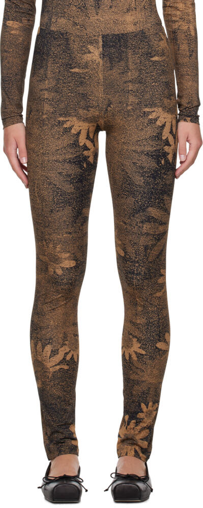 MM6 Maison Margiela Tan & Black Printed Leggings Cover