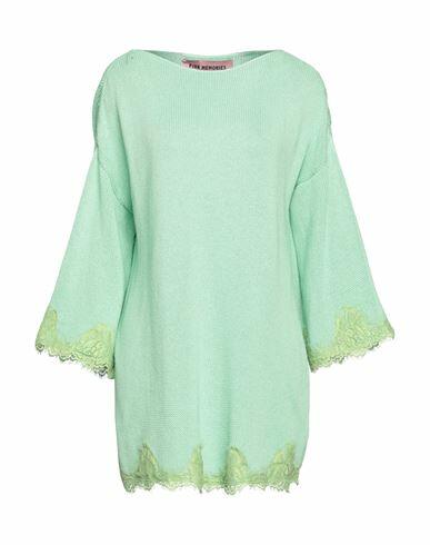 Pink Memories Woman Sweater Light green Cotton, Acrylic, Polyamide Cover