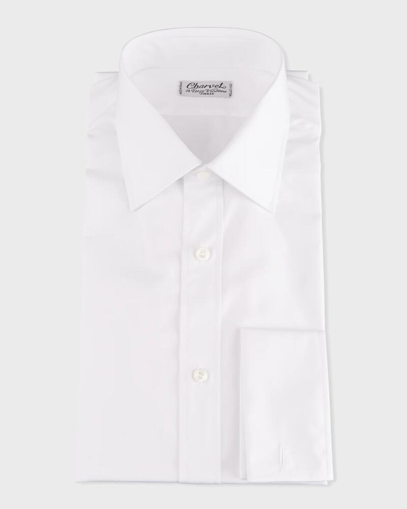 Charvet Men's Basic Solid Point-Collar Dress Shirt with French Cuffs Cover