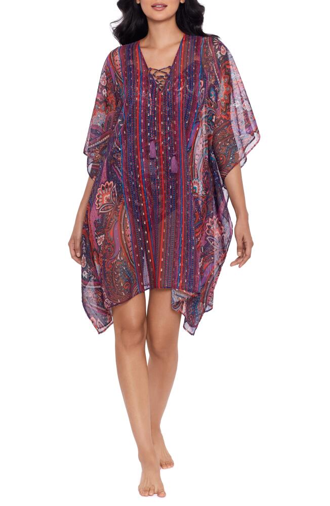 Miraclesuit Dynasty Metallic Paisley Cover-Up Caftan in Blue Multi Cover