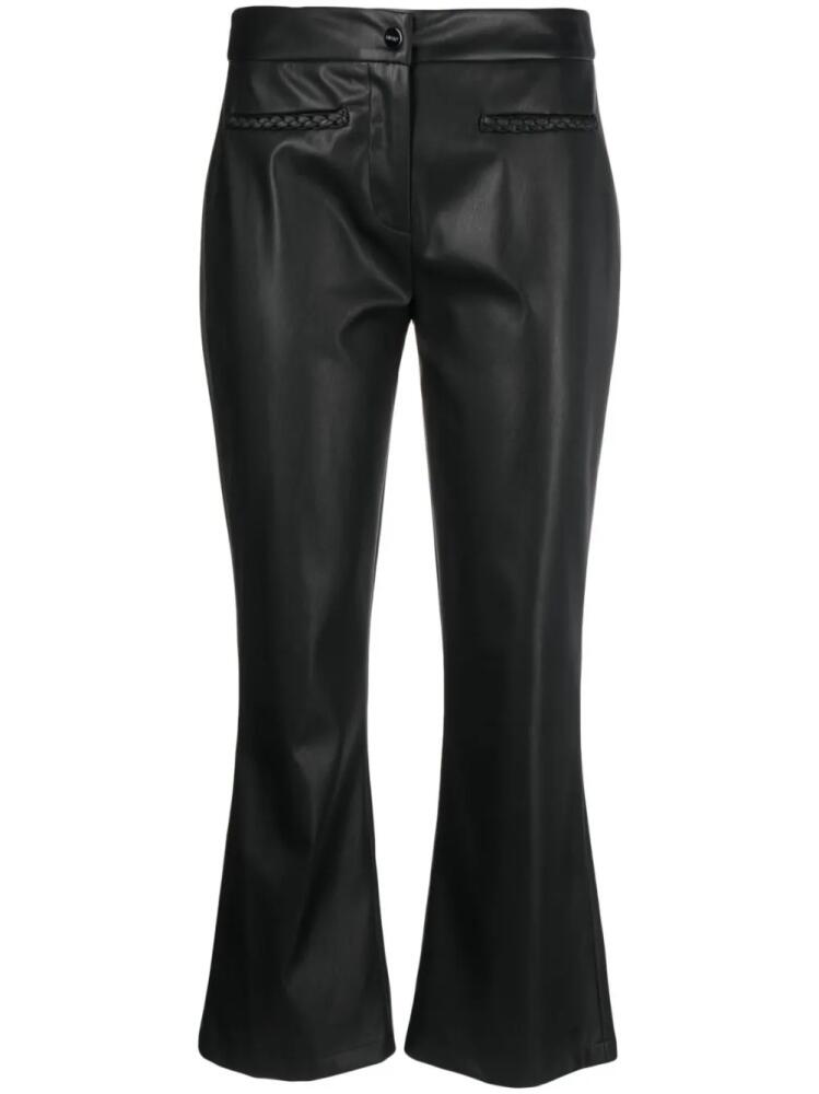 LIU JO faux-leather flared cropped trousers - Black Cover