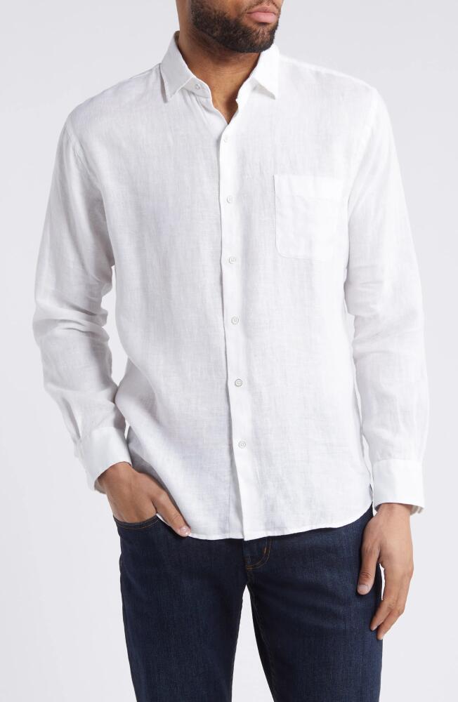 Peter Millar Coastal Garment Dyed Linen Button-Up Shirt in White Cover