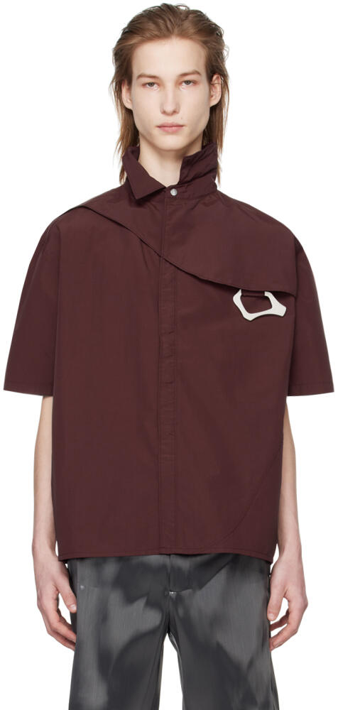 HELIOT EMIL Burgundy Press-Stud Shirt Cover