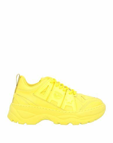 Chiara Ferragni Woman Sneakers Yellow Soft Leather Cover